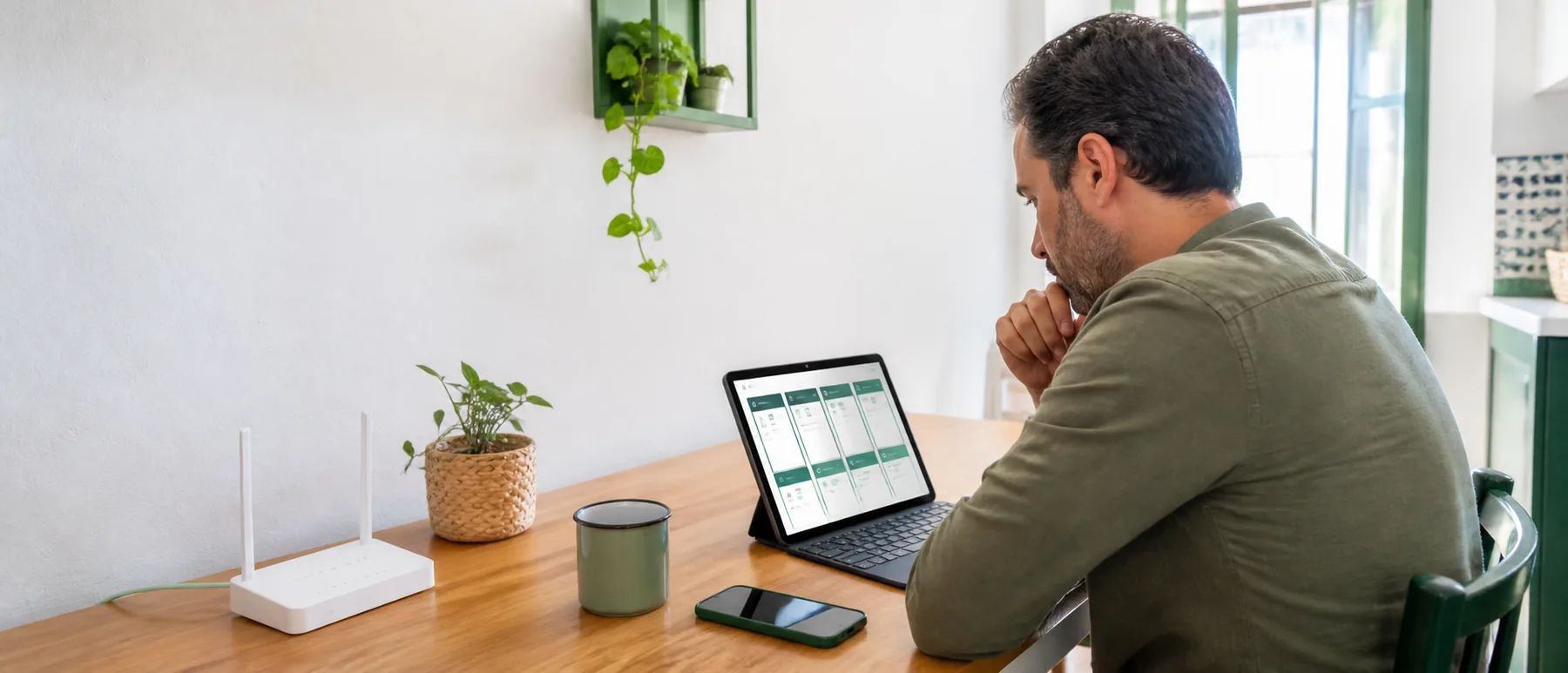 Persona revisando tarifas móviles de Fibrabox