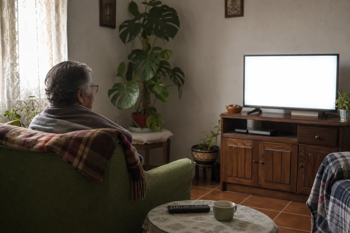 Salón de una casa viendo televisión con Fibrabox